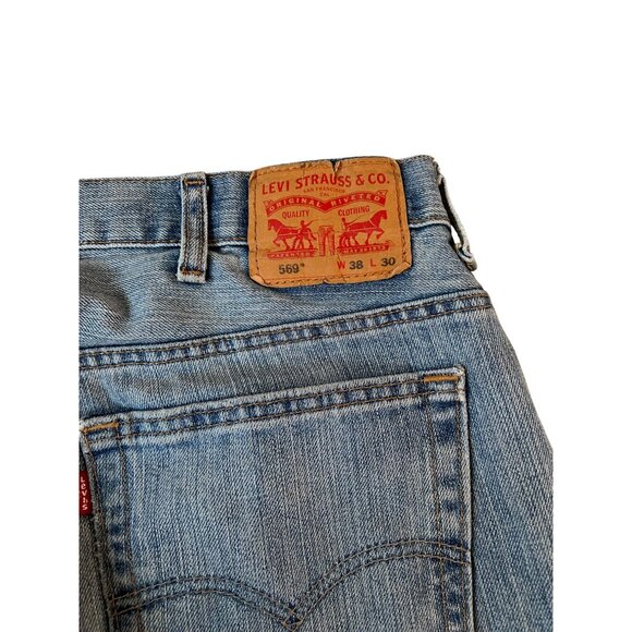 Levi's 569 Loose Straight Leg Blue Jeans Men's Size 38x30 Relaxed Fit Denim - Picture 5 of 11